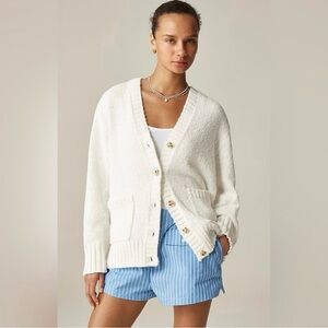 J. Crew Marina V-neck Cardigan Sweater White